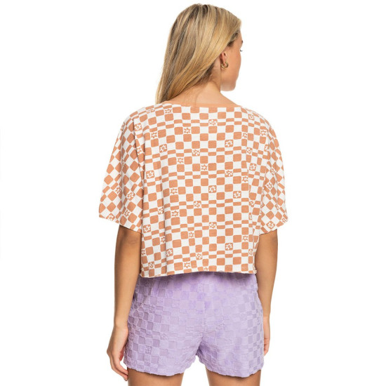 Roxy Γυναικεία κοντομάνικη μπλούζα Power Check - Crop Oversized T-Shirt